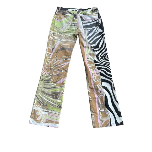 ROBERTO CAVALLI pink, apple green, tan, blk and cream vintage jeans, size L - Picture 4 of 12